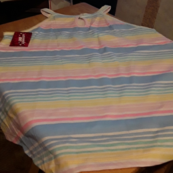 GIRLS  SWING HALTER  TOP W STRIPES PNK MLT - Picture 2 of 4